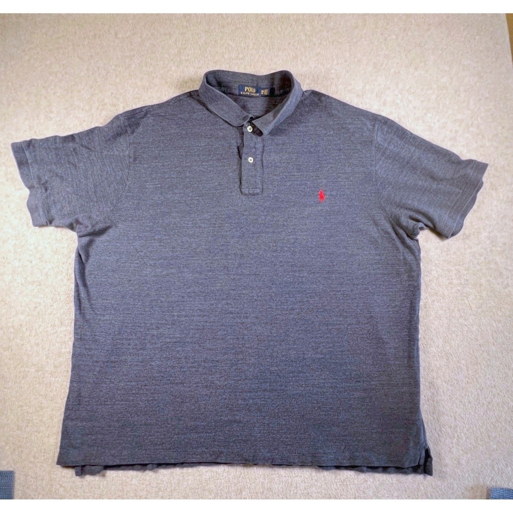 Polo Ralph Lauren Mens 3XB BigTall Gray Heather Short Sleeve Polo Shirt Red Pony